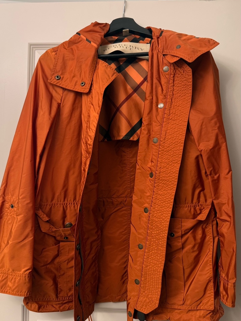 Burberry Orange Lightweight Packable Hooded Jacket size 4